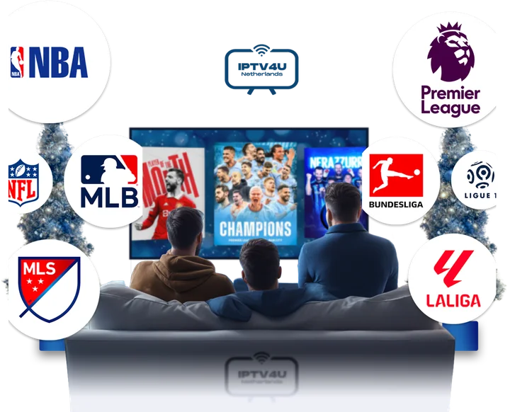 Family watching live sports on IPTV4UNL – NBA, Premier League, Bundesliga, NFL, MLB, LaLiga
