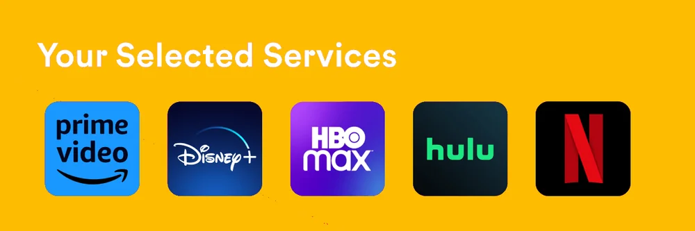 Streaming services available on IPTV4UNL: Prime Video, Disney+, HBO Max, Hulu, Netflix